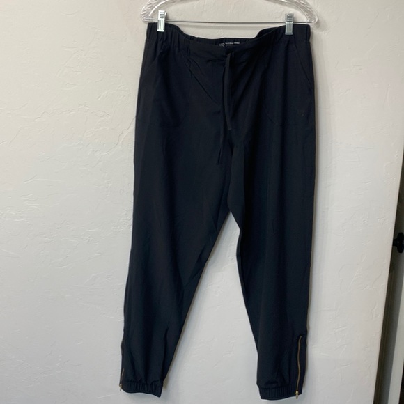 Albion Pants - Albion black nylon joggers gold zippers size XL